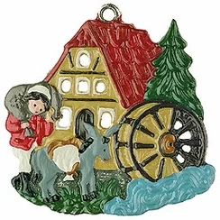 Mill, Painted on Both Sides Pewter Ornament by Kuehn Pewter