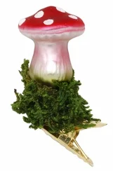 Mini Christmas Luck, Flat Top Clip On Mushroom Ornament by Inge Glas of Germany