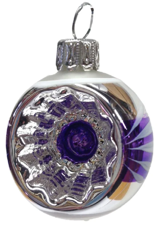 Mini Purple and White Reflector Ornament by Glas Bartholmes