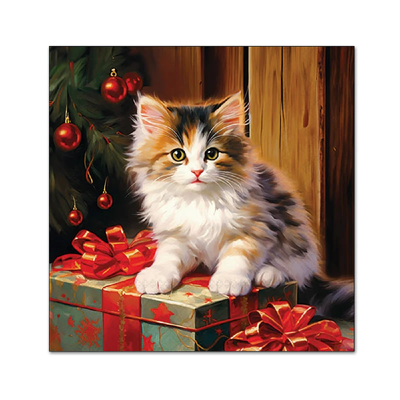 Molly the Christmas Kitten Paper Beverage Napkins