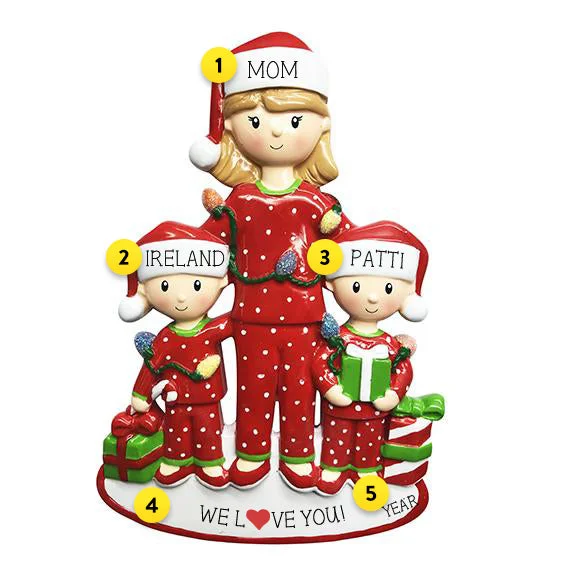 Personalized Mom with 2 Children Ornament