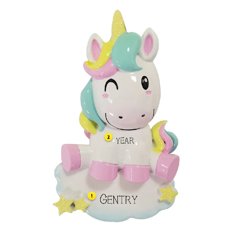 Personalized Multi-Colored Unicorn Ornament