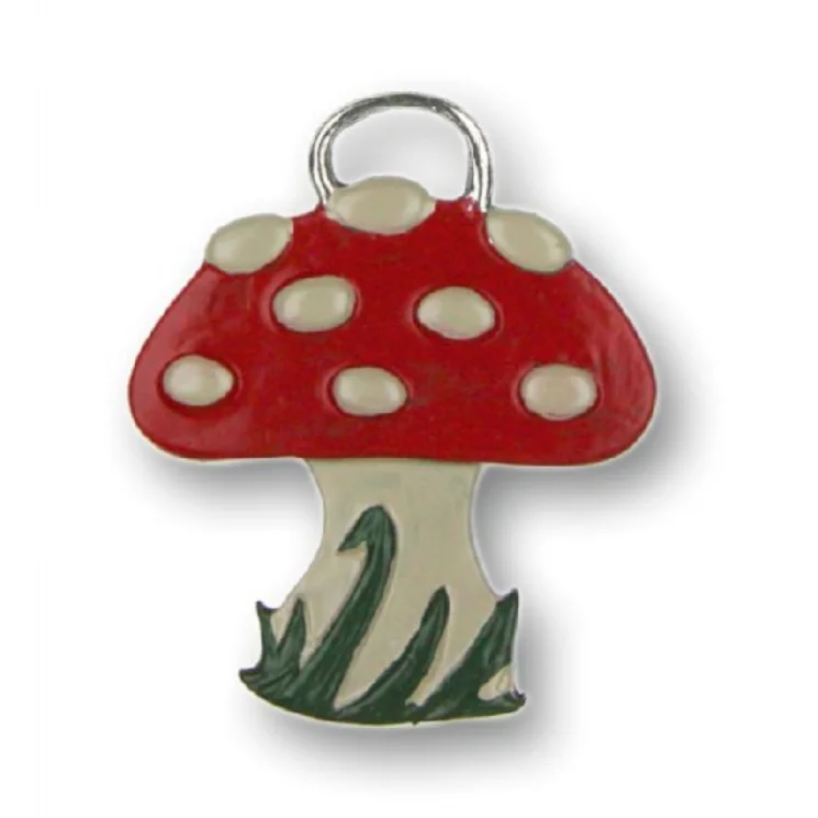 Mushroom, Painted on One Side Pewter Ornament by Kuehn Pewter