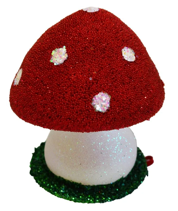 Mushroom, Red Beaded Paper Mache Candy Container by Ino Schaller