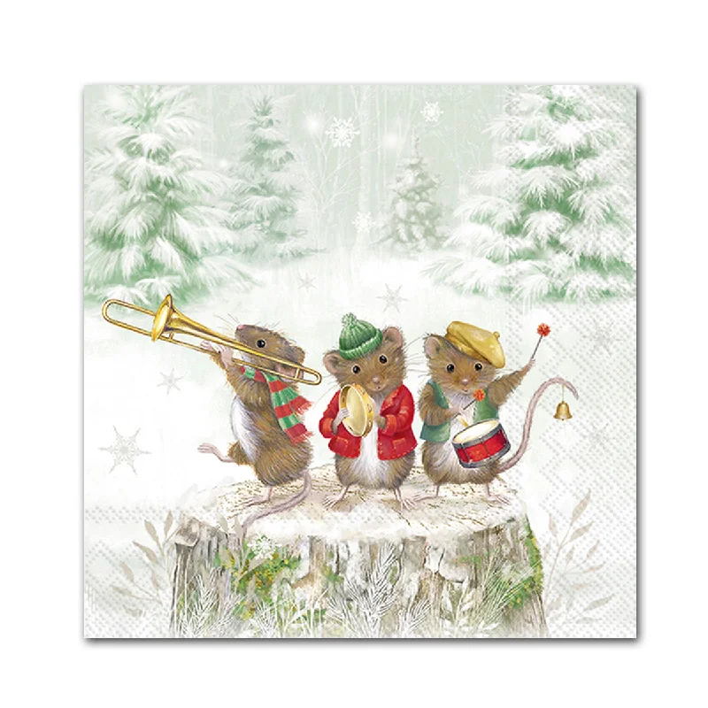 Musical Mice Holiday Paper Beverage Napkins