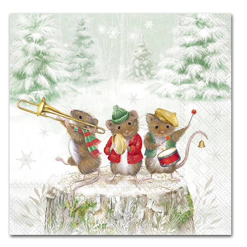 Musical Mice Holiday Paper Luncheon Napkins