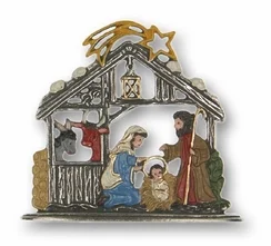 Nativity with Barn Animals Pewter Figurine by Kuehn Pewter