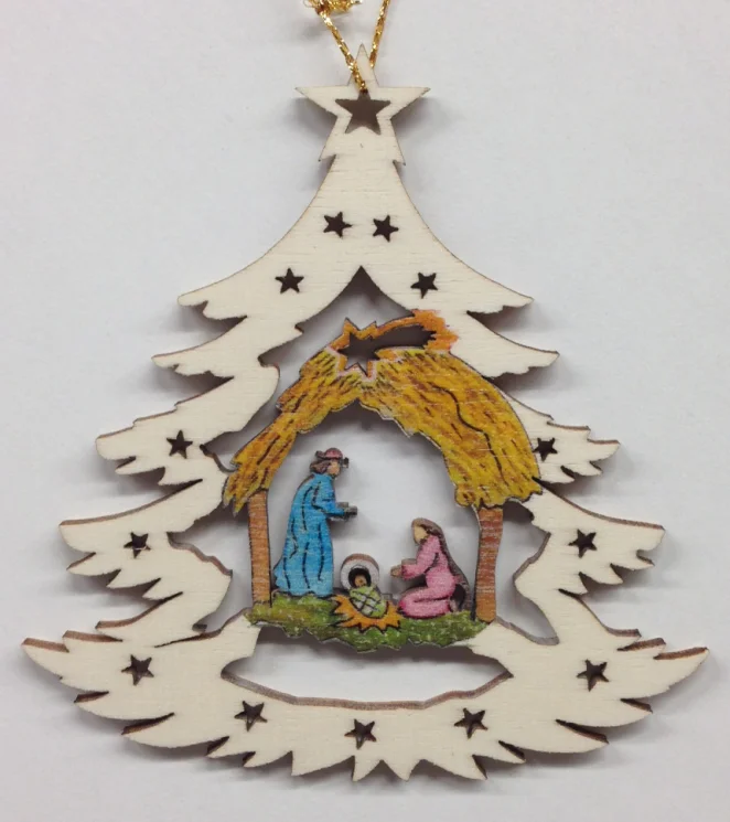 Nativity in Tree Wood Ornament by  Wandera GmbH