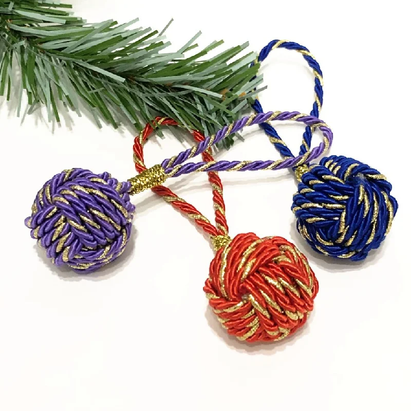 Nautical Christmas Ball Ornament Metallic Monkey Fist