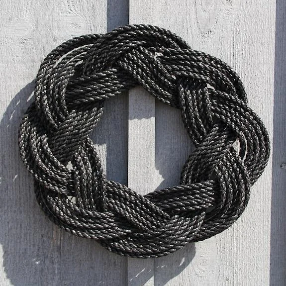 Nautical Wreath, Lobster Rope Sailor Knot Exterior Grade, Charcoal