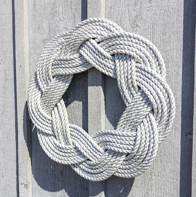 Nautical Wreath, Lobster Rope Sailor Knot Exterior Grade, Soft Gray