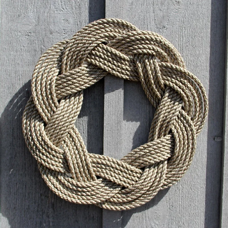 Nautical Wreath, Lobster Rope Sailor Knot Exterior Grade, Tan