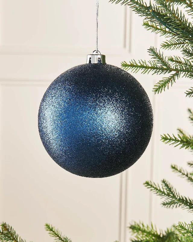 Navy Blue Large Glitter Shatterproof Bauble, 15 cm