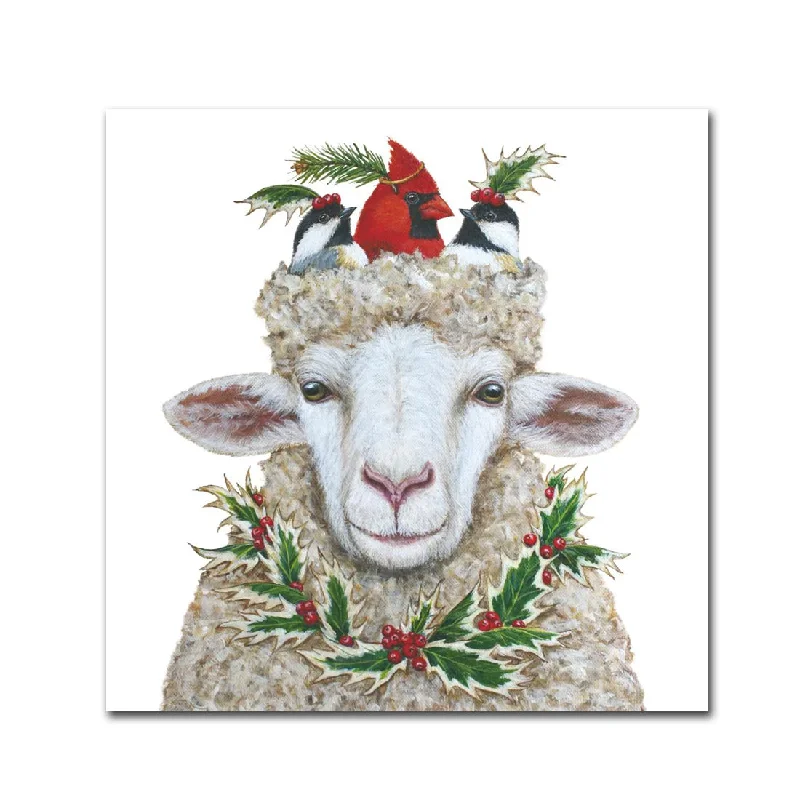 Off To The Party - Sheep Holiday Paper Beverage Napkins by Vicki Sawyer