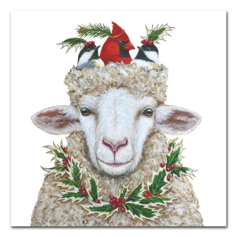 Off To The Party - Sheep Holiday Paper Luncheon Napkins by Vicki Sawyer