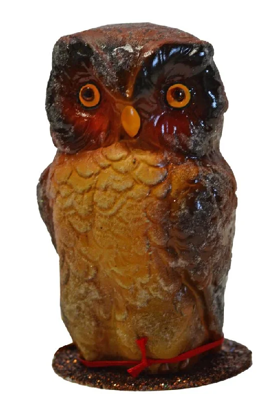 Owl with Frost Paper Mache Figurine by Ino Schaller