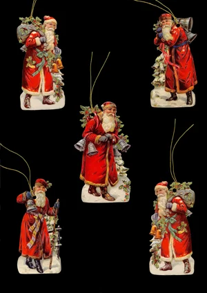 Package of 5 Santa Victorian Style Scrap Gift Tags by Ernst Freihoff Papierwaren