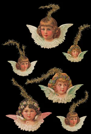 Package of 6 Victorian Style Scrap Angel Ornaments by Ernst Freihoff Papierwaren