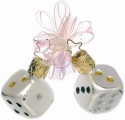 Pair of White Dice Ornament by Inge Glas of Germany