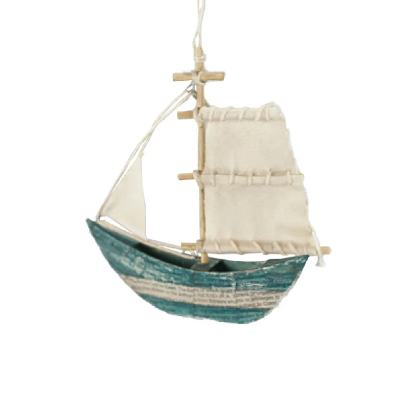 Paper Ship Ornament 4.5"