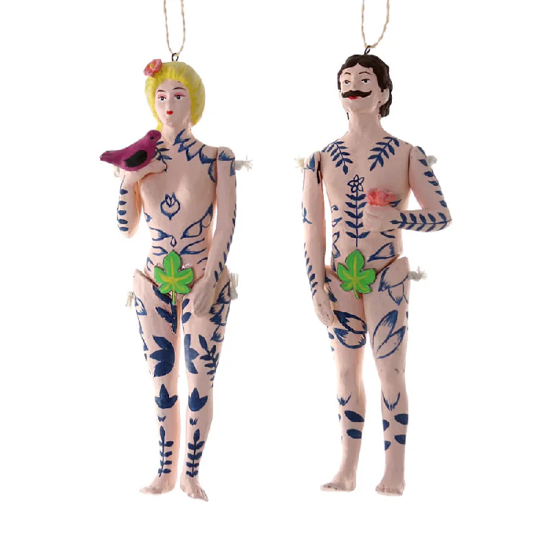 Papermache Adam & Eve Ornaments 6.25"