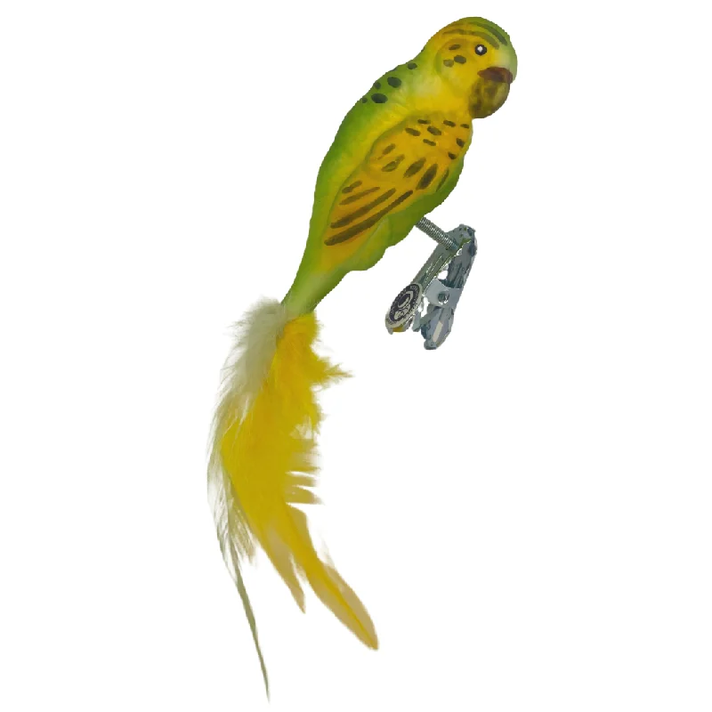 Parakeet Ornament, yellow and green by Glas Bartholmes