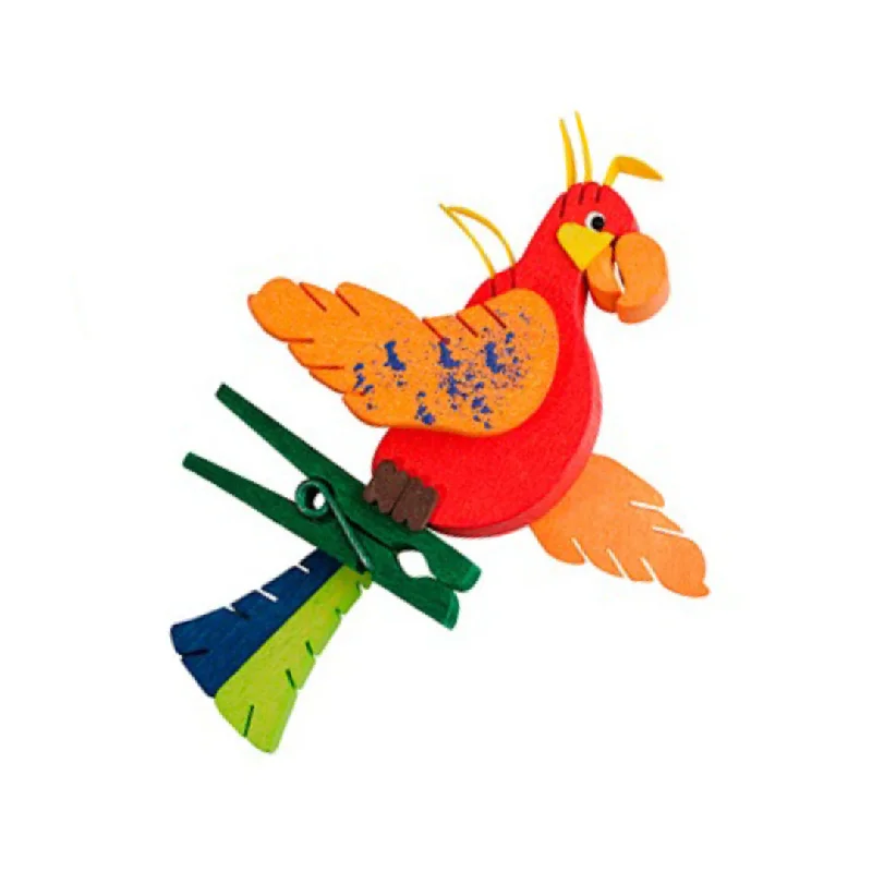 Parrot, Red and Orange Ornament by Graupner Holzminiaturen