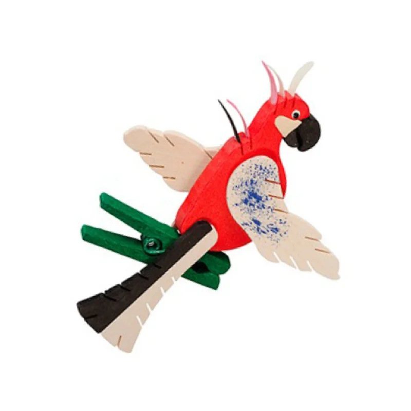 Parrot, Red and White Ornament by Graupner Holzminiaturen