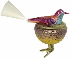 Patience Bird on Nest Ornament by Inge Glas of Germany