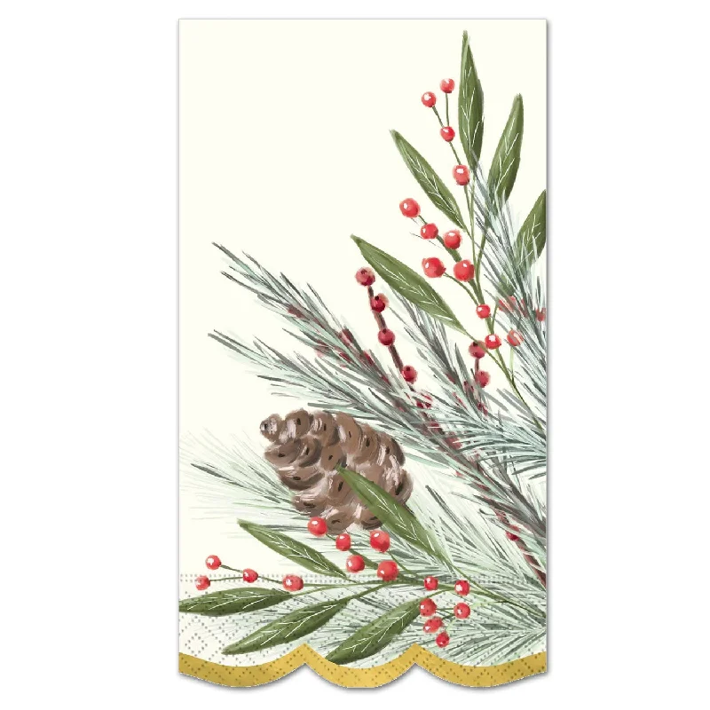 Pine Sprig Gold Foil Paper Guest Towels - Buffet Napkins