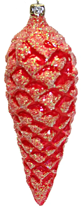 Pinecone, Red with Iridescent Glitter Ornament by Old German Christmas