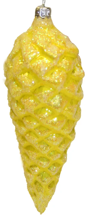 Pinecone, Yellow with Iridescent Glitter Ornament by Old German Christmas