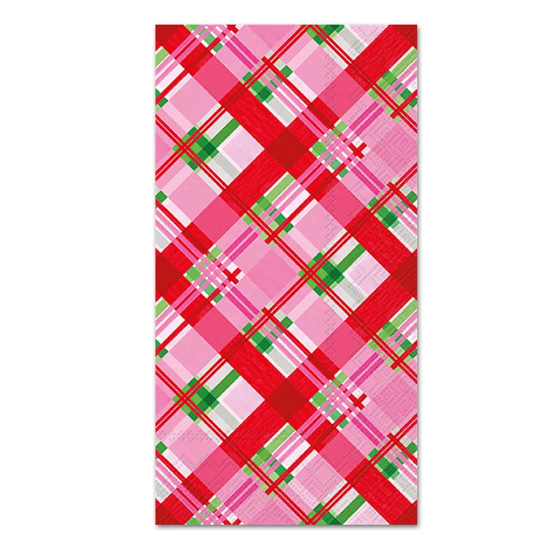 Pink Plaid Holiday Paper Guest Towels - Buffet Napkins