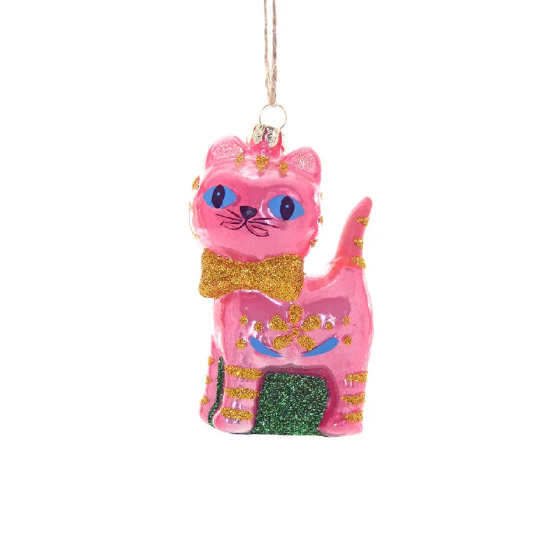 Pink Retro Cat Ornament 4"