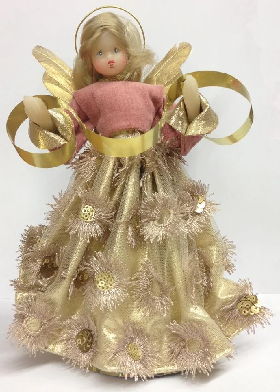 Pink Tulle Flowered Wax Angel by Margarete and Leonore Leidel in Iffeldorf