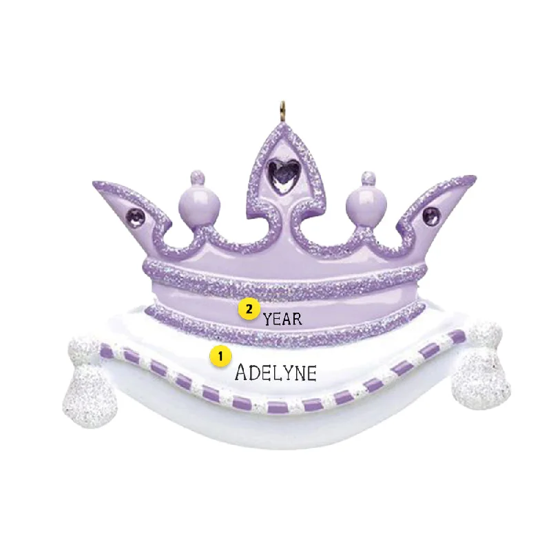 Personalized Princess Crown Ornament - Purple