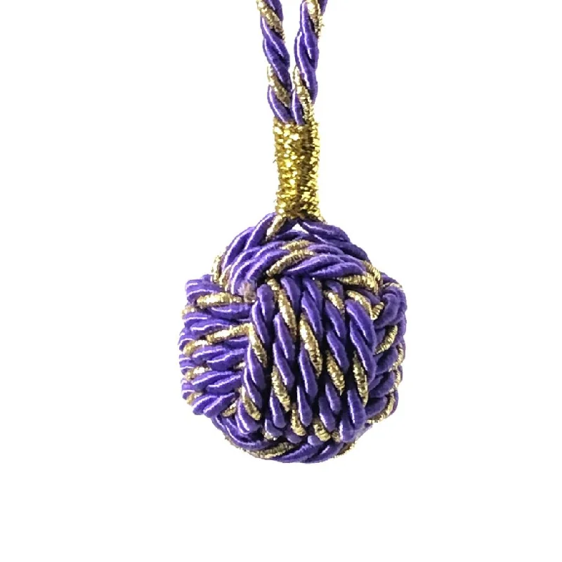 Purple and Gold Nautical Christmas Ball Ornament Metallic Monkey Fist