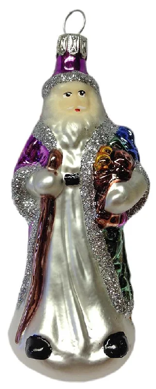 Purple Santa with Staff and Toys Ornament by Old German Christmas