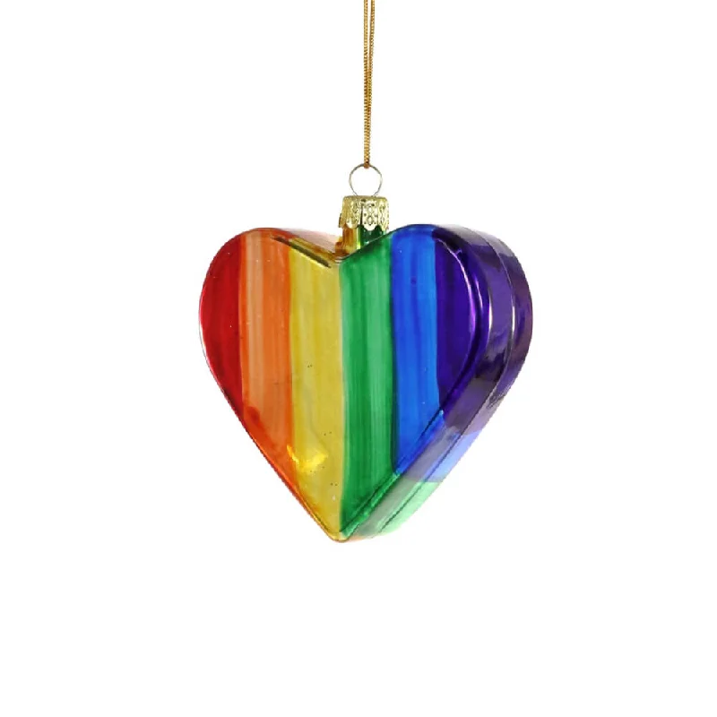 Rainbow Heart Ornament 3.25"