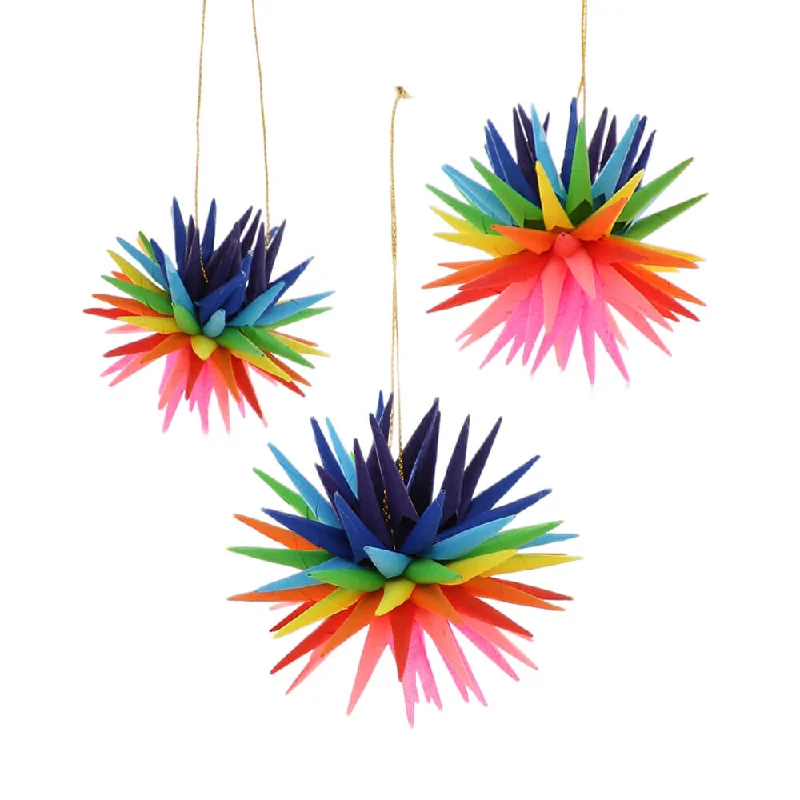 Rainbow Paper Starburst Ornaments (Set of 3)