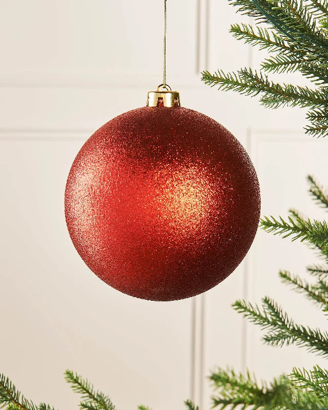 Christmas Red Large Glitter Shatterproof Bauble, 15 cm