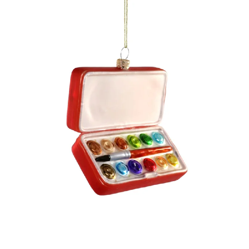 Red Tin of Watercolors Ornament 4.75"