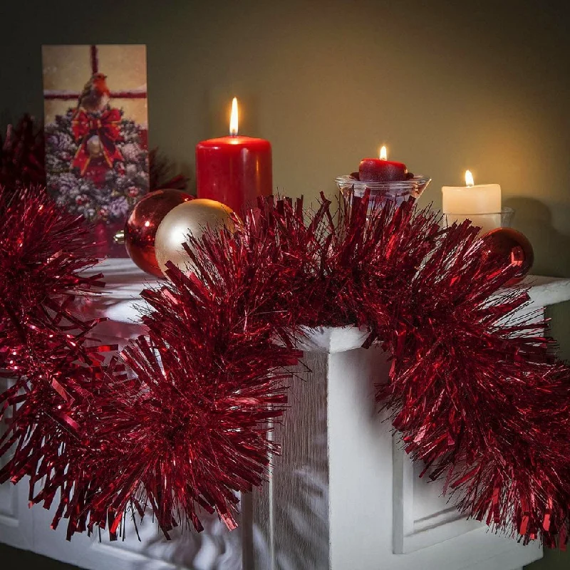 15' Red Tinsel Christmas Garland