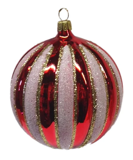 Red and White Ball Ornament by Old German Christmas