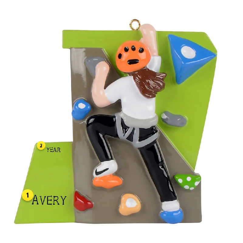 Personalized Rock Climbing Ornament - Female