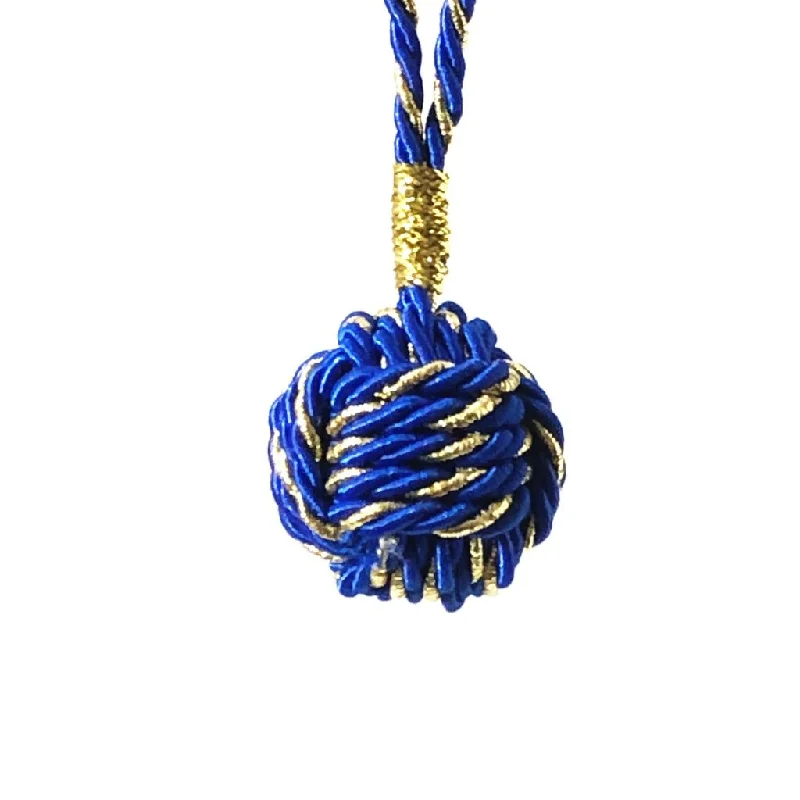 Royal Blue Nautical Christmas Ball Ornament Metallic Monkey Fist