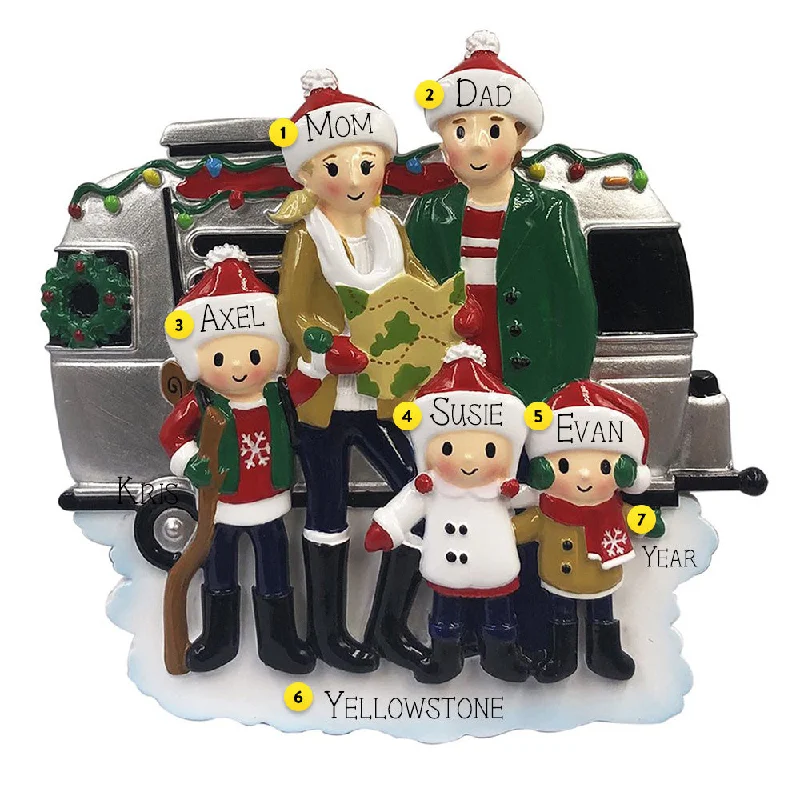 Personalized RV Family of 5 Ornament