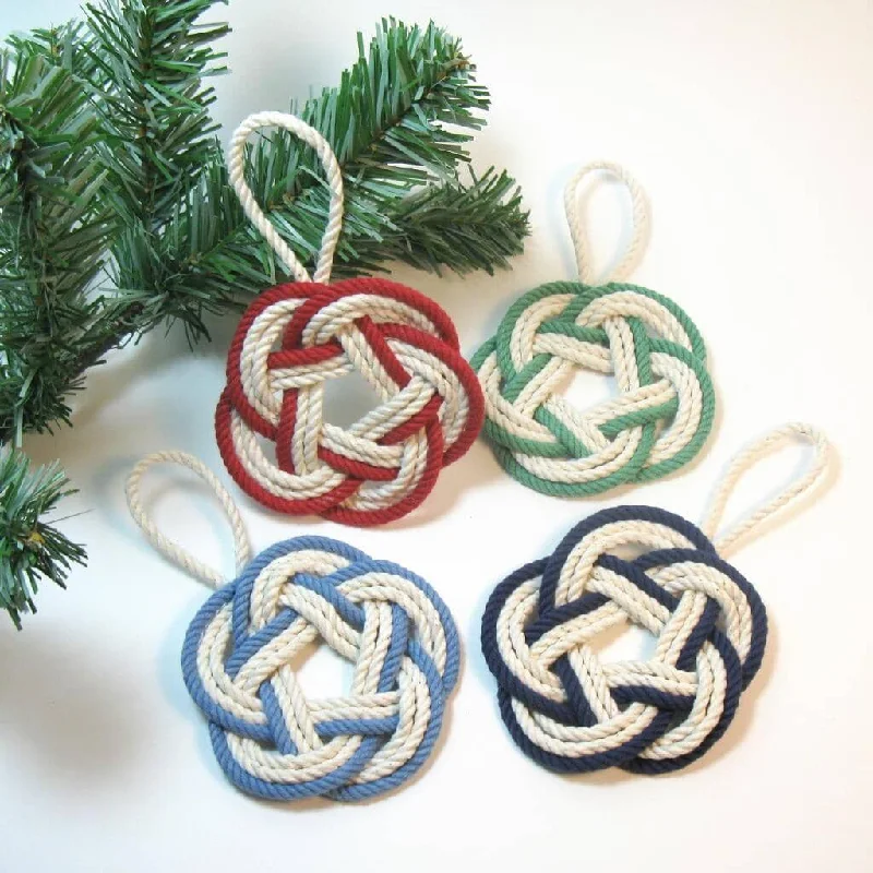 Sailor Knot Christmas Ornament, Striped Turkshead Knots