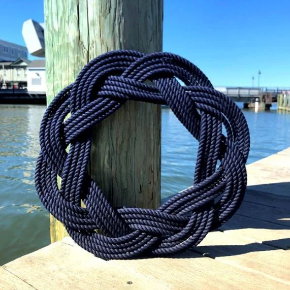 Sailor Knot Wreath or Centerpiece, Navy Blue Cotton