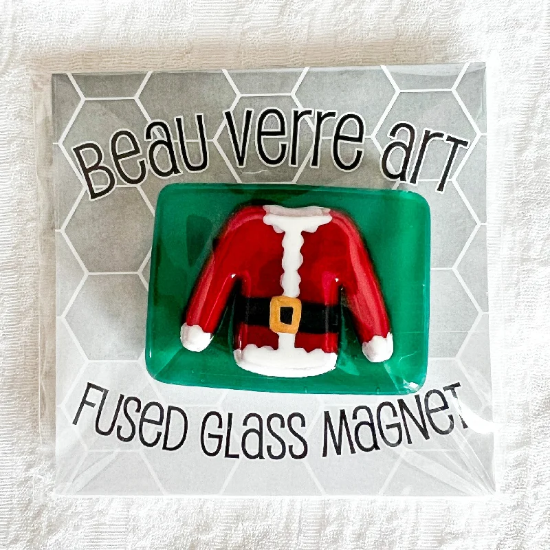 Santa Coat Fused Glass Needle Minder